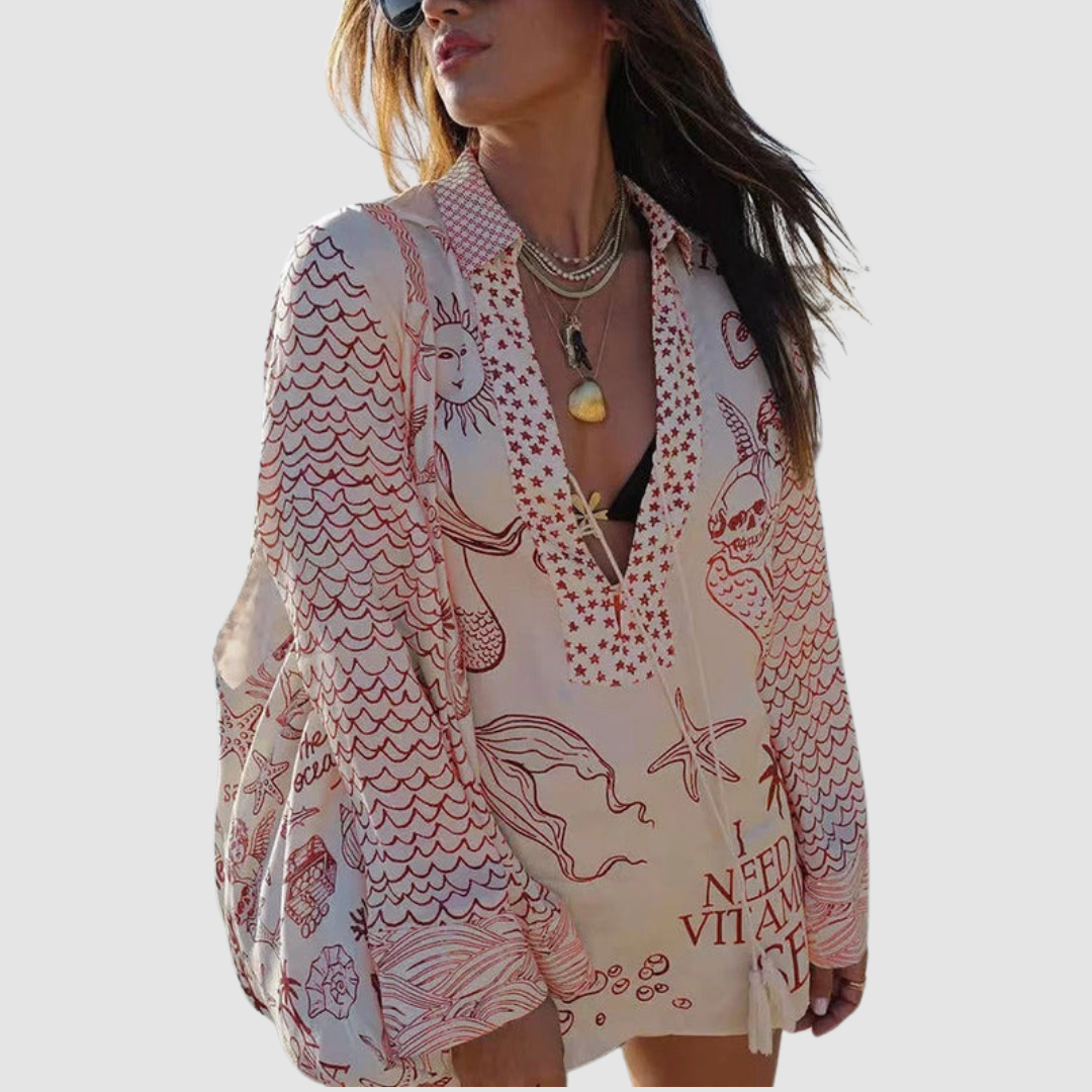 Olivia™ Elegante Twee-delige Set | V-hals Shirt en Elastische Taille Shorts