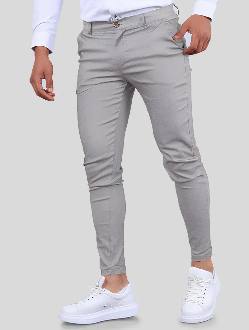 Felix Slim Fit Stretch Broek Heren - Lichtgrijs