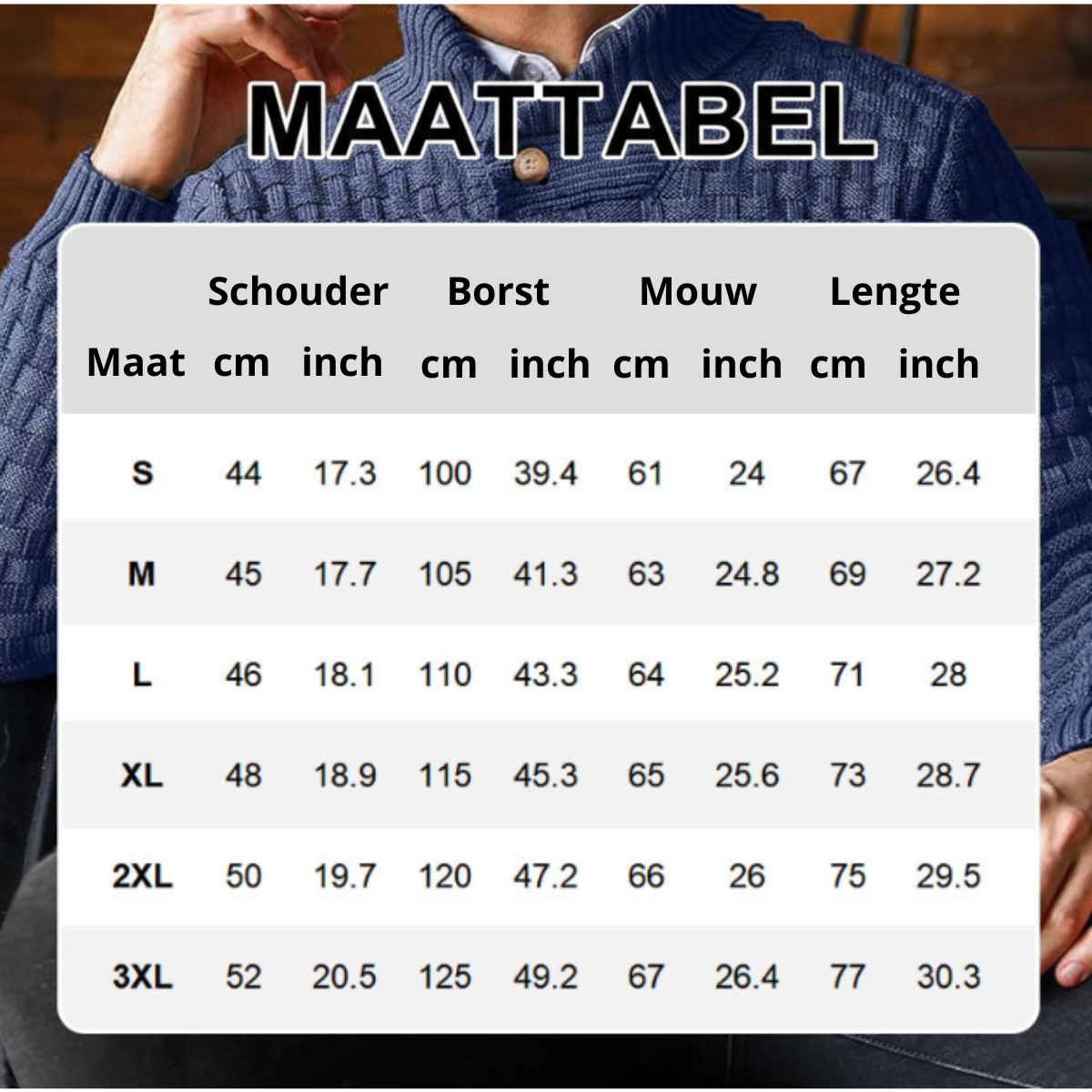 Luxe Heren Trui met Reliëf Structuur - Pullover met Opstaande Kraag